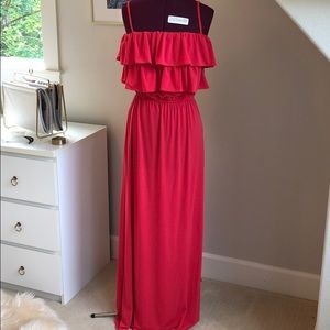 Watermelon colored maxi dress